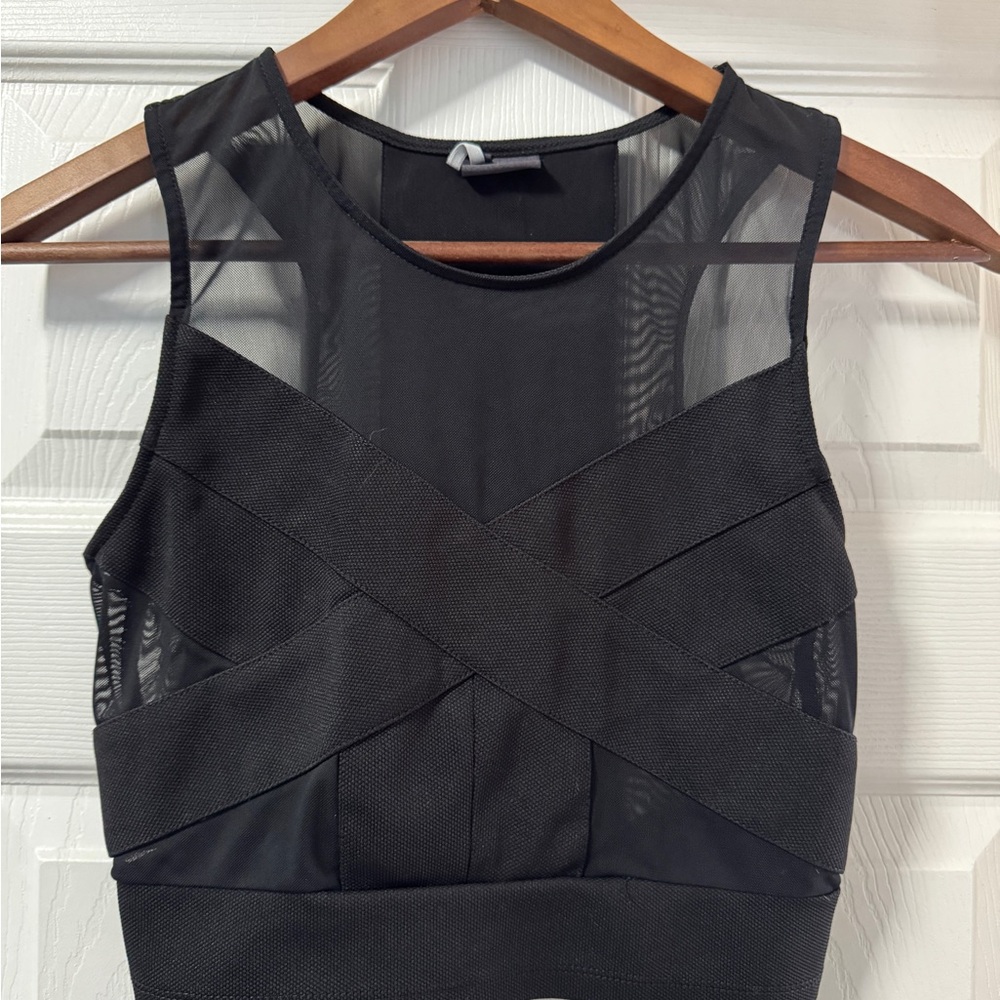 Urban Outfitters Black Mesh Crop Top